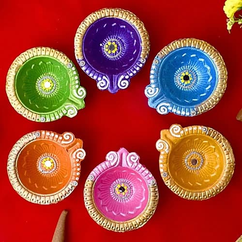 Handpainted Clay Diya Set - Thumbnail 2